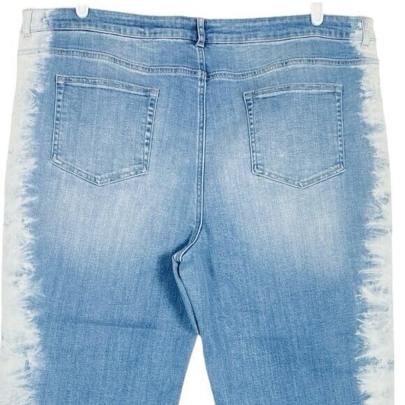 NWOT LOGO Lori Goldstein Women Blue Jeans 34W Tie-Dye High Rise Stretch Straight - Picture 3 of 12
